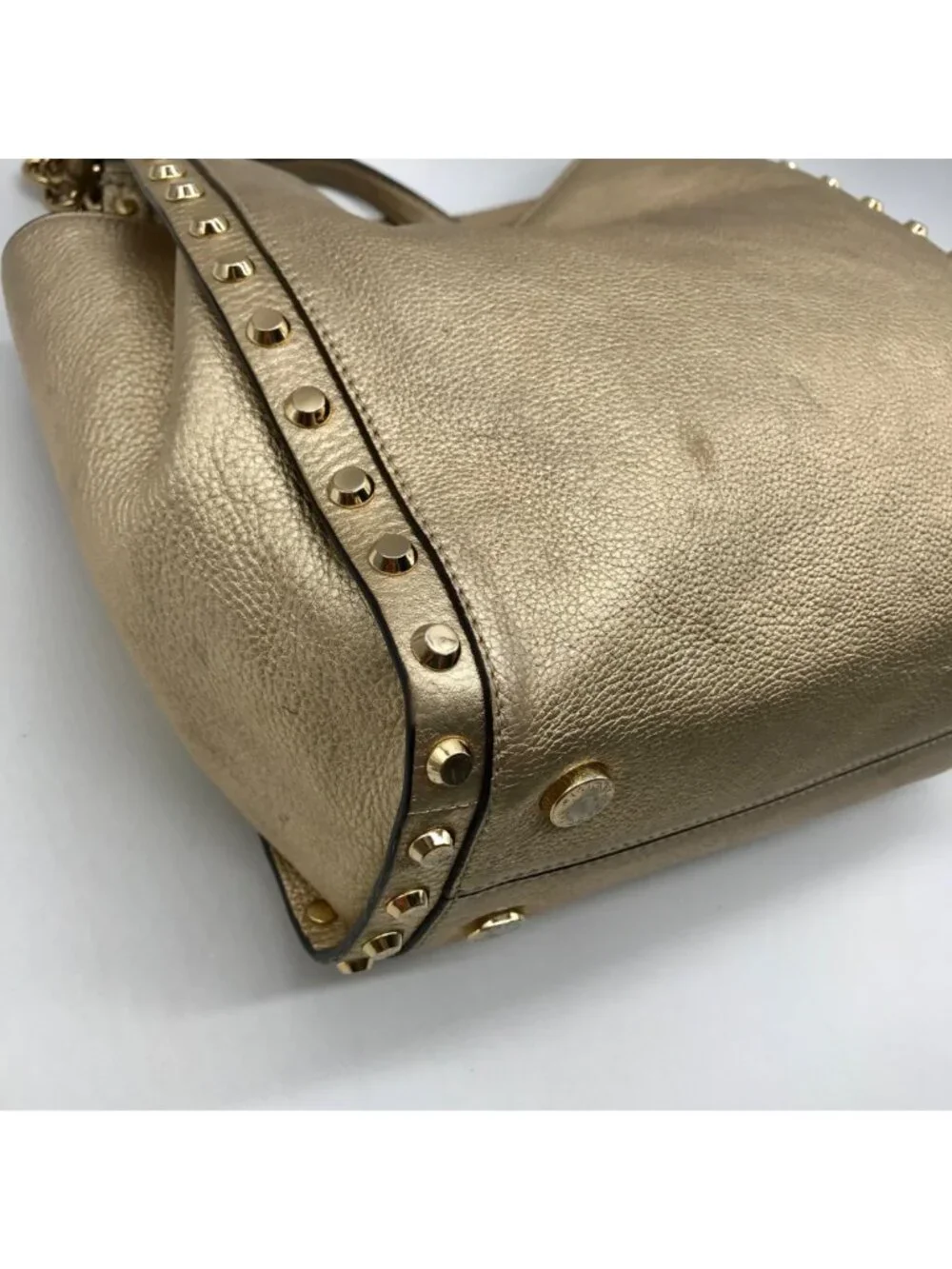 Michael Kors Gold Studded Newbury Medium Chain Shoulder Bag